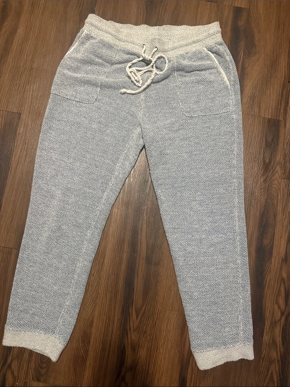 Feherty Blue/Grey Knit Jogger Pants with drawstring waist